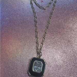 Elegant Black and Silver Gemstone Necklace